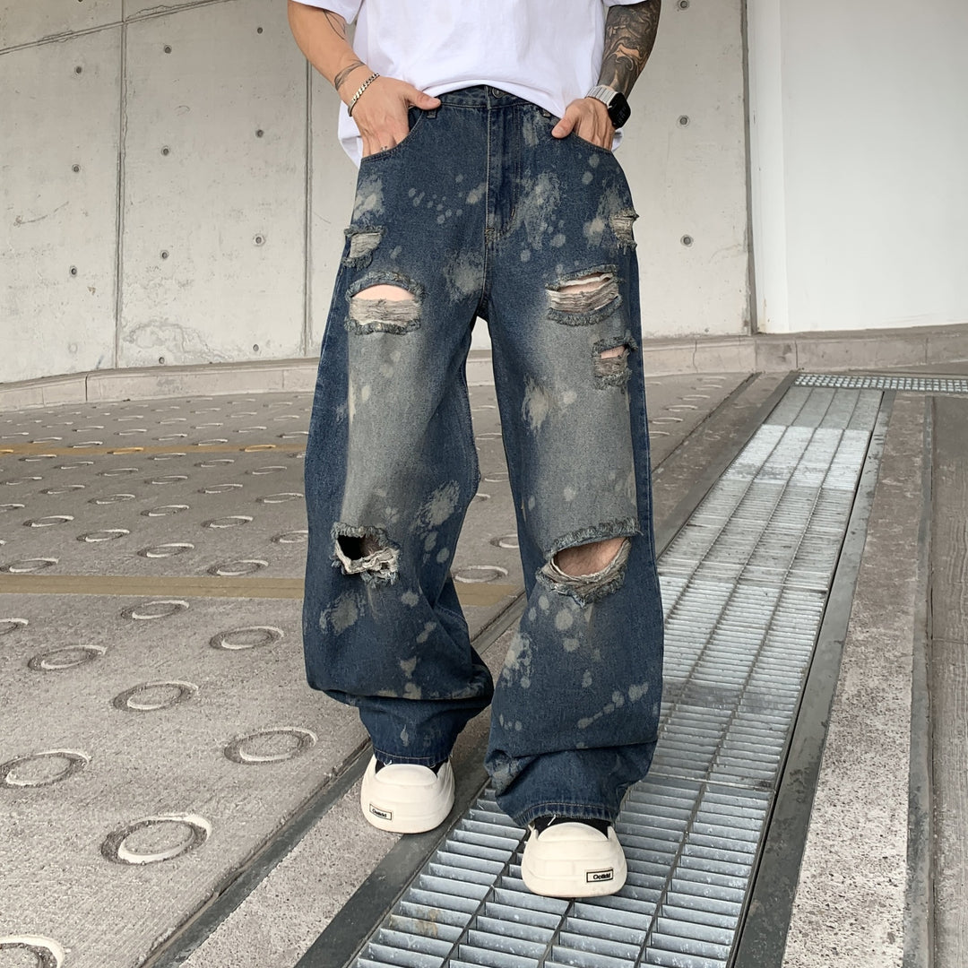 Wasteland-Style Distressed Loose-Fit Scythe Cut Jeans