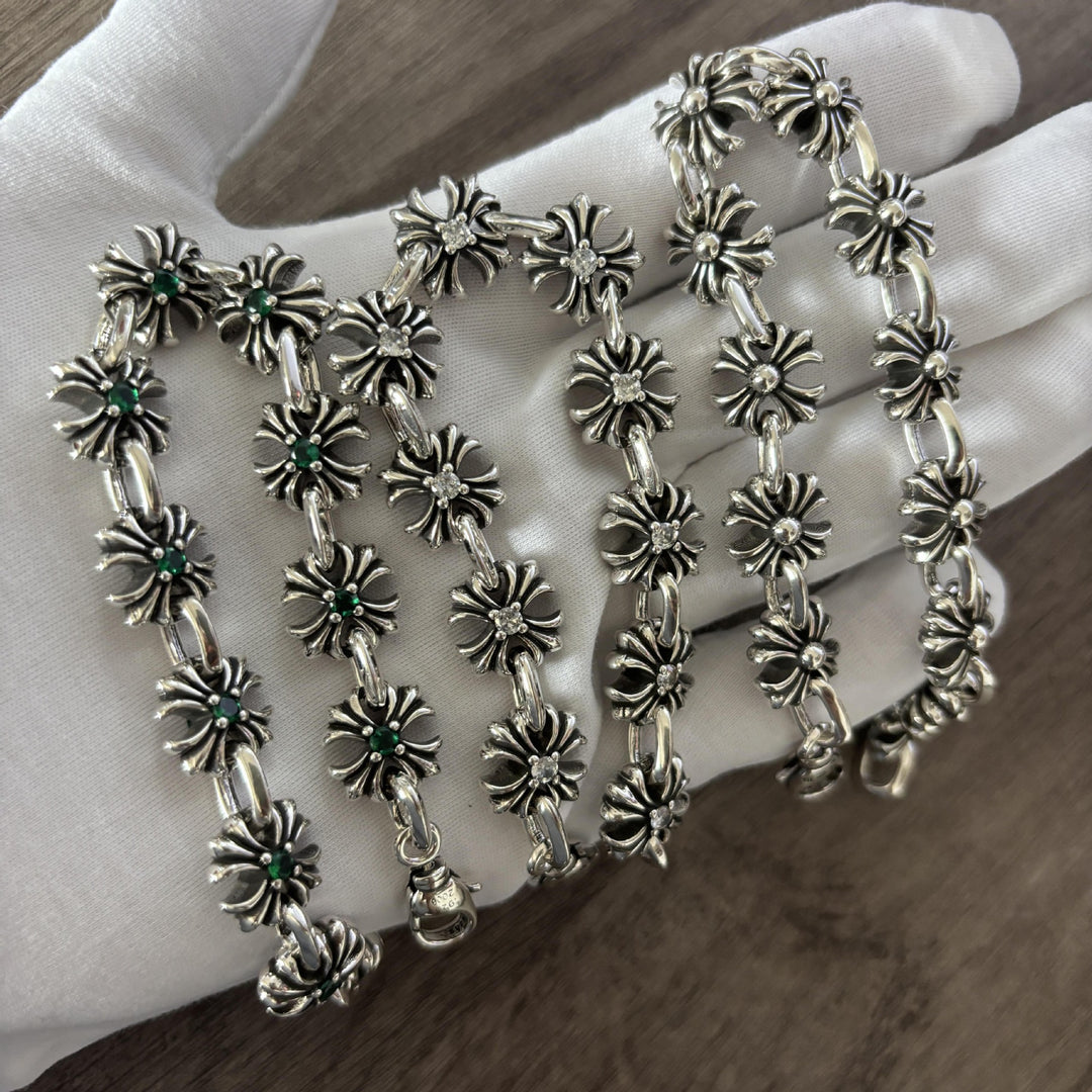 Chrome Hearts Cross Flower Fishhook Buckle Diamond inlaid Bracelet
