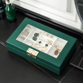 Rectangular PU leather window jewelry box