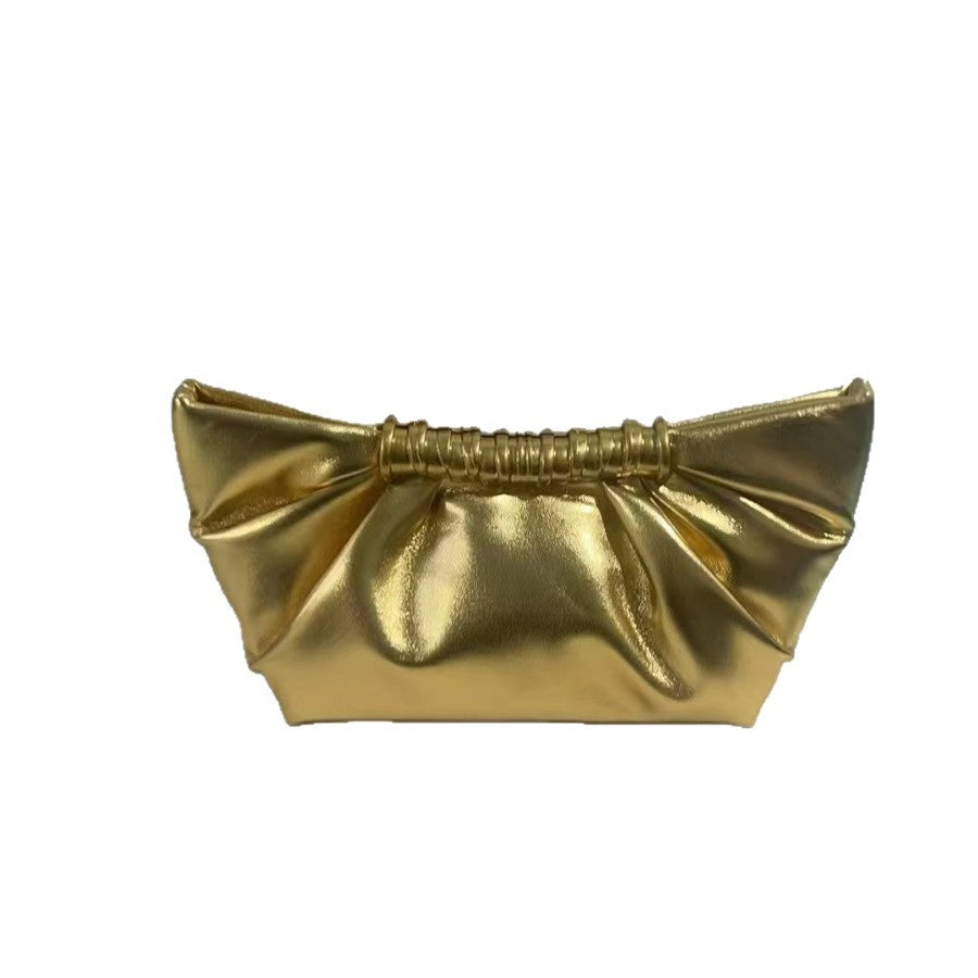 Ruched Clutch with Metal Clasp