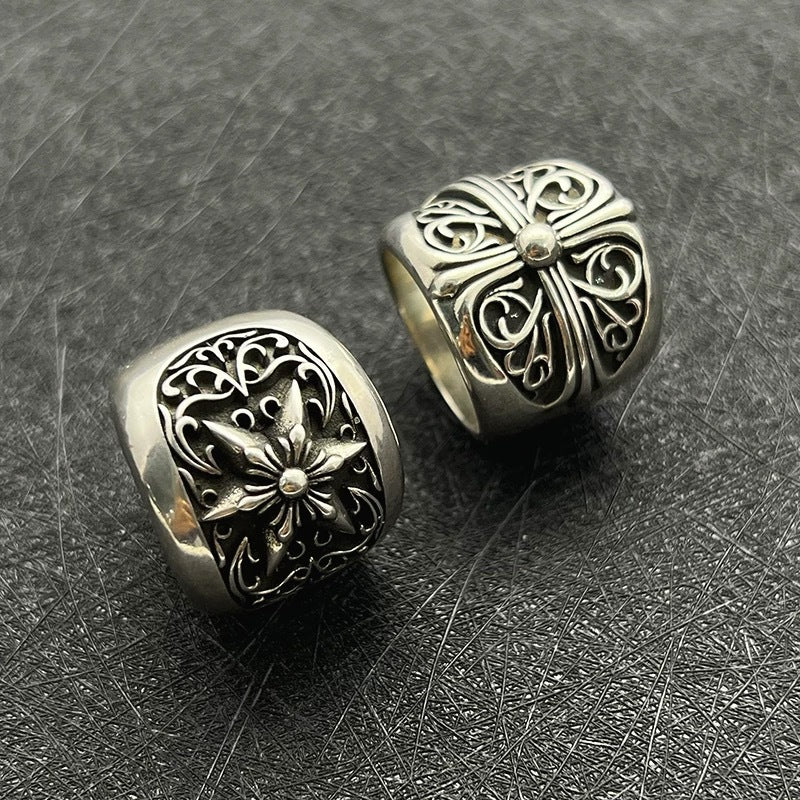 chromen harten wijnstok hexagram ringen