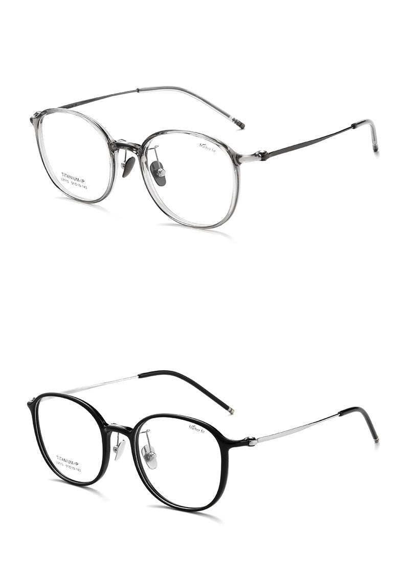 Oval ultra-light pure titanium face-slimming glasses