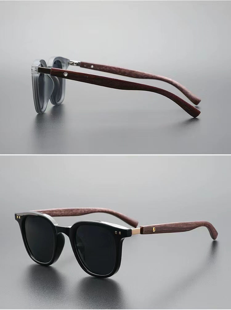 Wood grain temple retro sunglasses frames