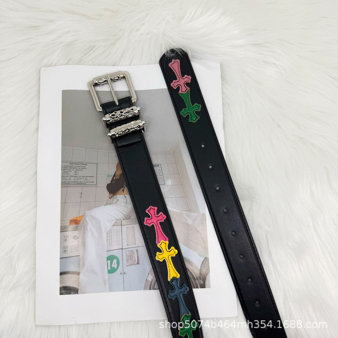 Chrome Hearts Cross-Motif Classic Leather Belt