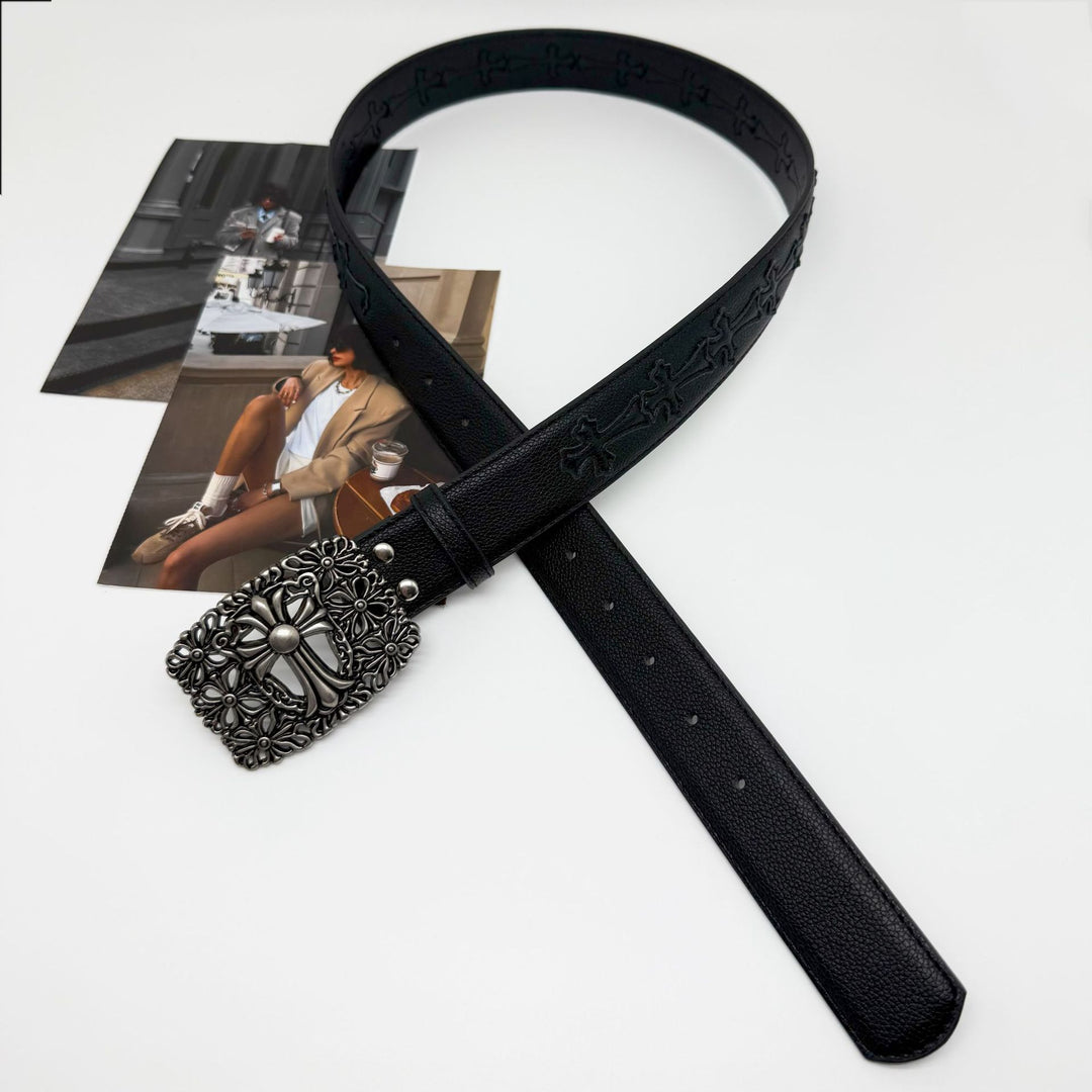 Chrome Hearts Cross-Motif Classic Leather Belt