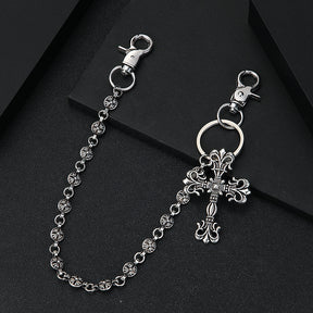 Chrome Hearts flame cross pants chain