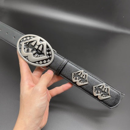 Chrome Hearts Silver Lips Distressed Belt