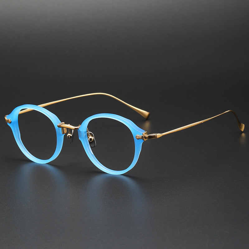 Candy Colors Tortoiseshell Round Titanium Eyeglasses