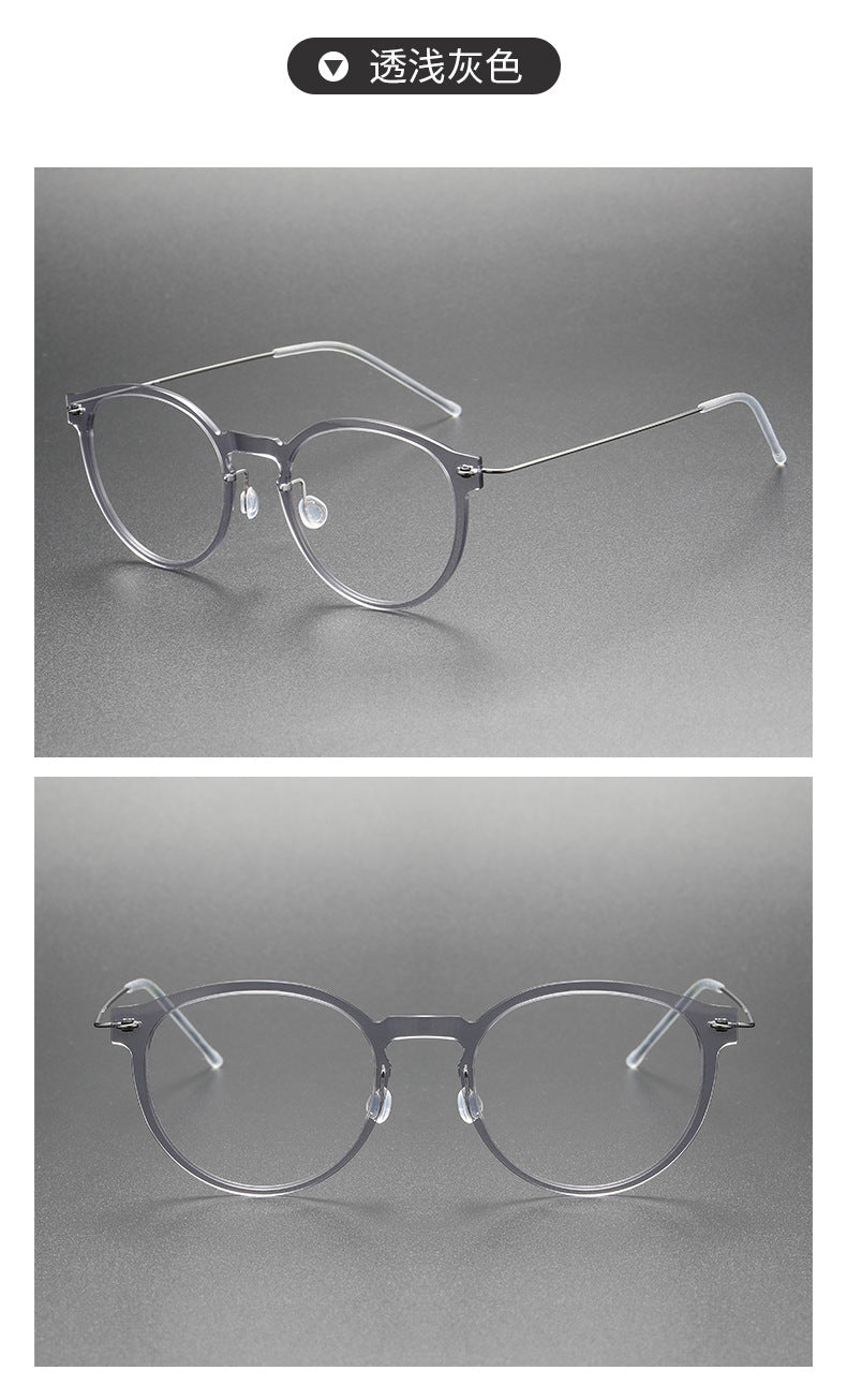 Screwless nylon frame, titanium temples oval eyeglasses