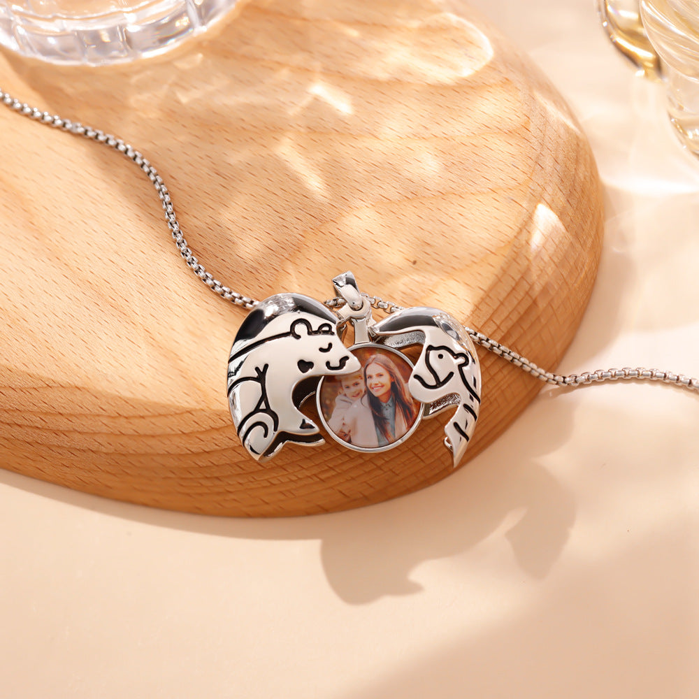 Bear Hug Heart Necklace Photo Box