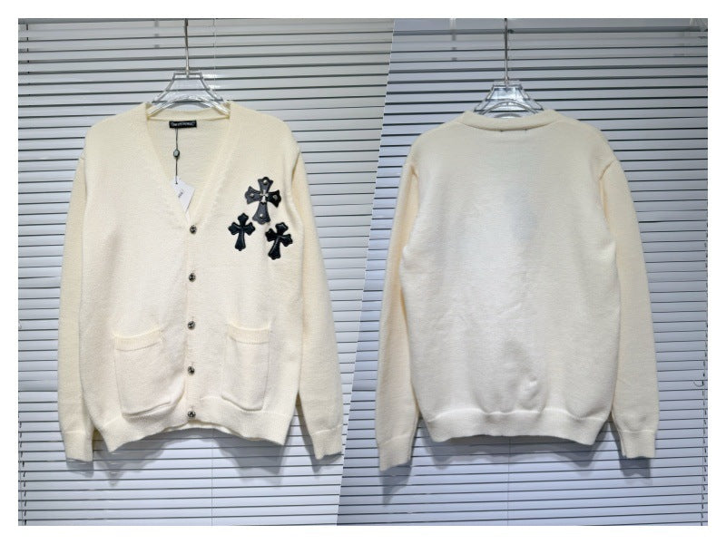 Chrome hearts cotton cross knitted sweater cardigan
