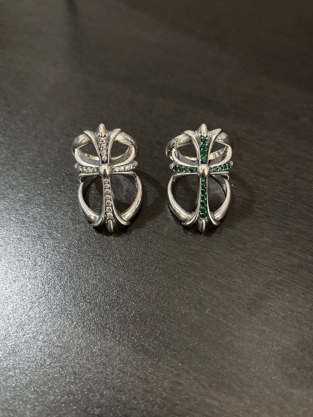 Chrome Hearts Openwork Cross Ring with Diamond Accents