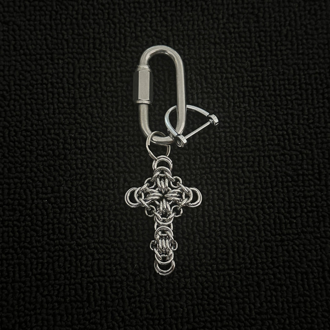 Purely Handcrafted Chainmail Cross Keychain