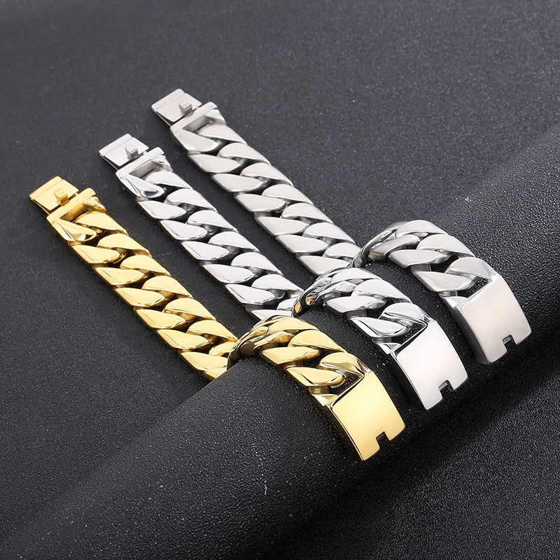 Thin 20mm Cuban chain stainless steel bracelet