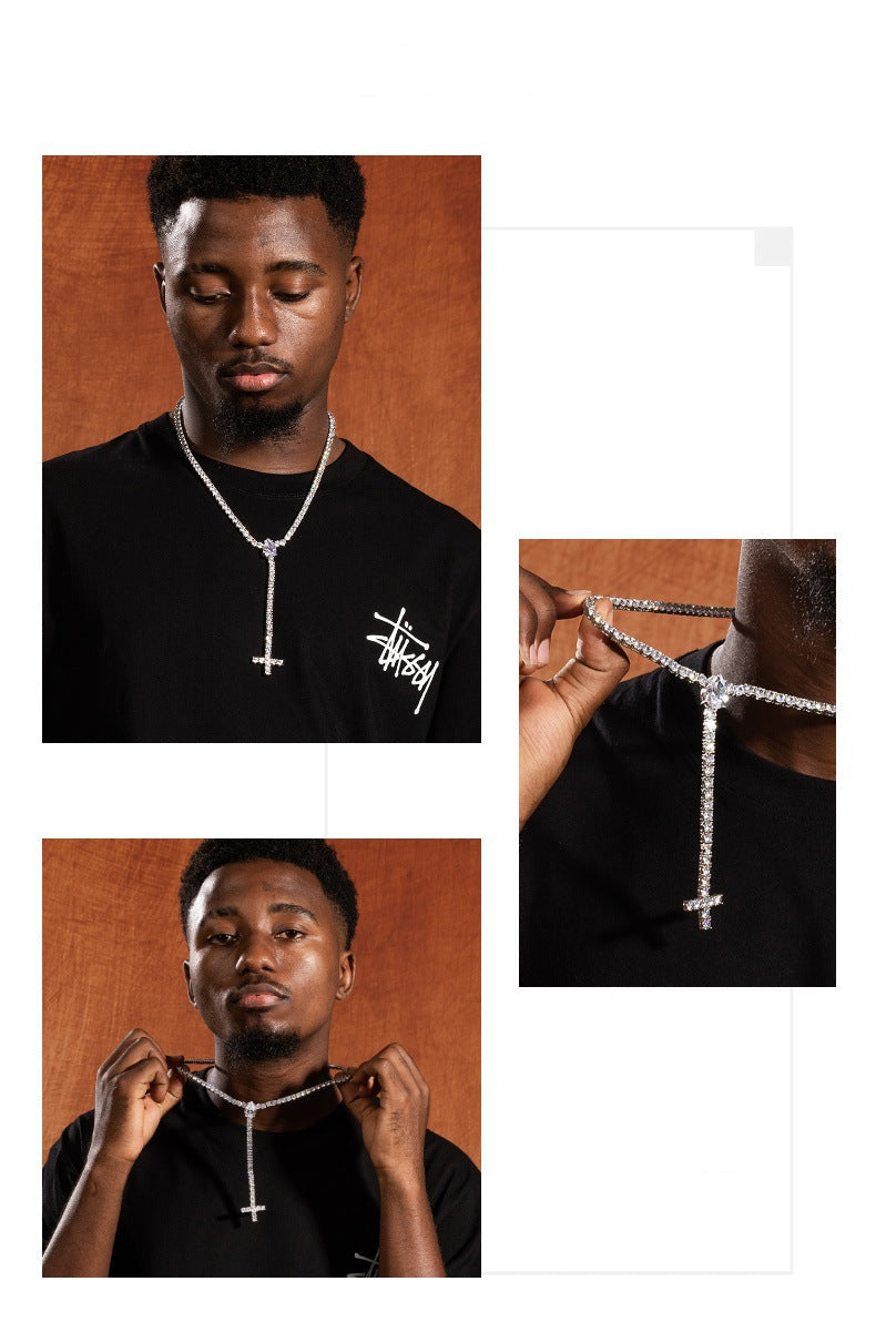 5mm Spring-Clasp Teardrop Cross Necklace