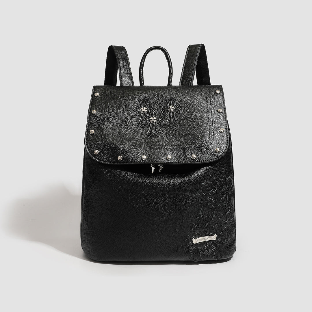 Chrome Hearts Cross Rivet PU Leather Backpack