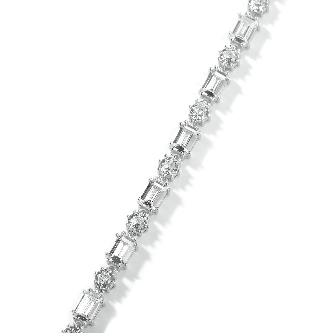Mixed Square & Round Zirconia Tennis Bracelet