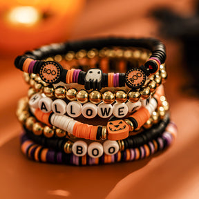 Halloween skull pumpkin bracelet set