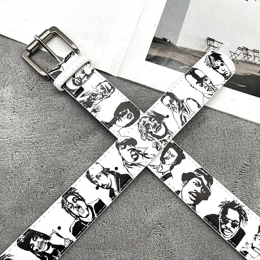 Retro ERD Portrait Hand-Painted Leather Belt