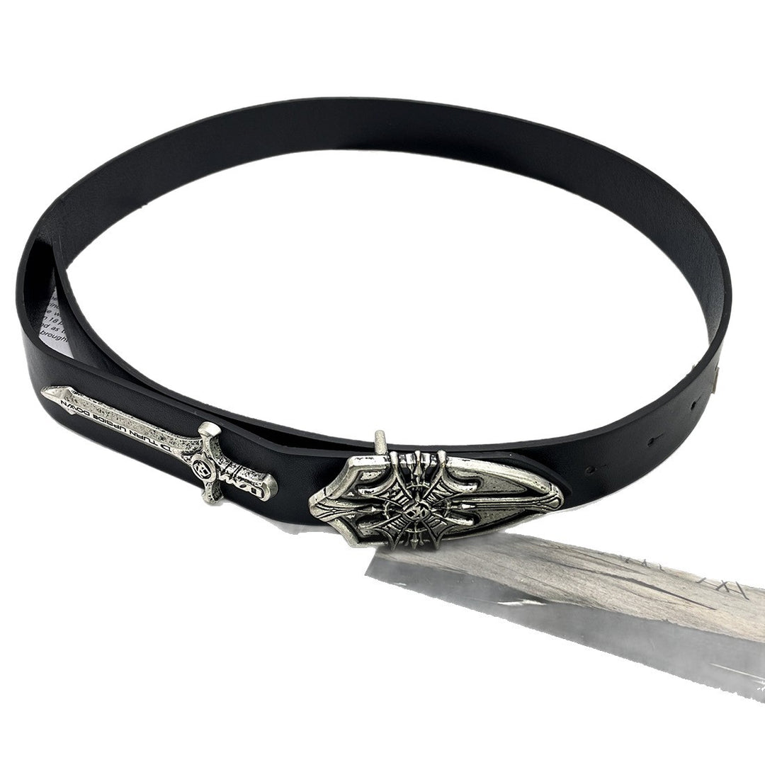 Retro sword and shield punk style cross belt
