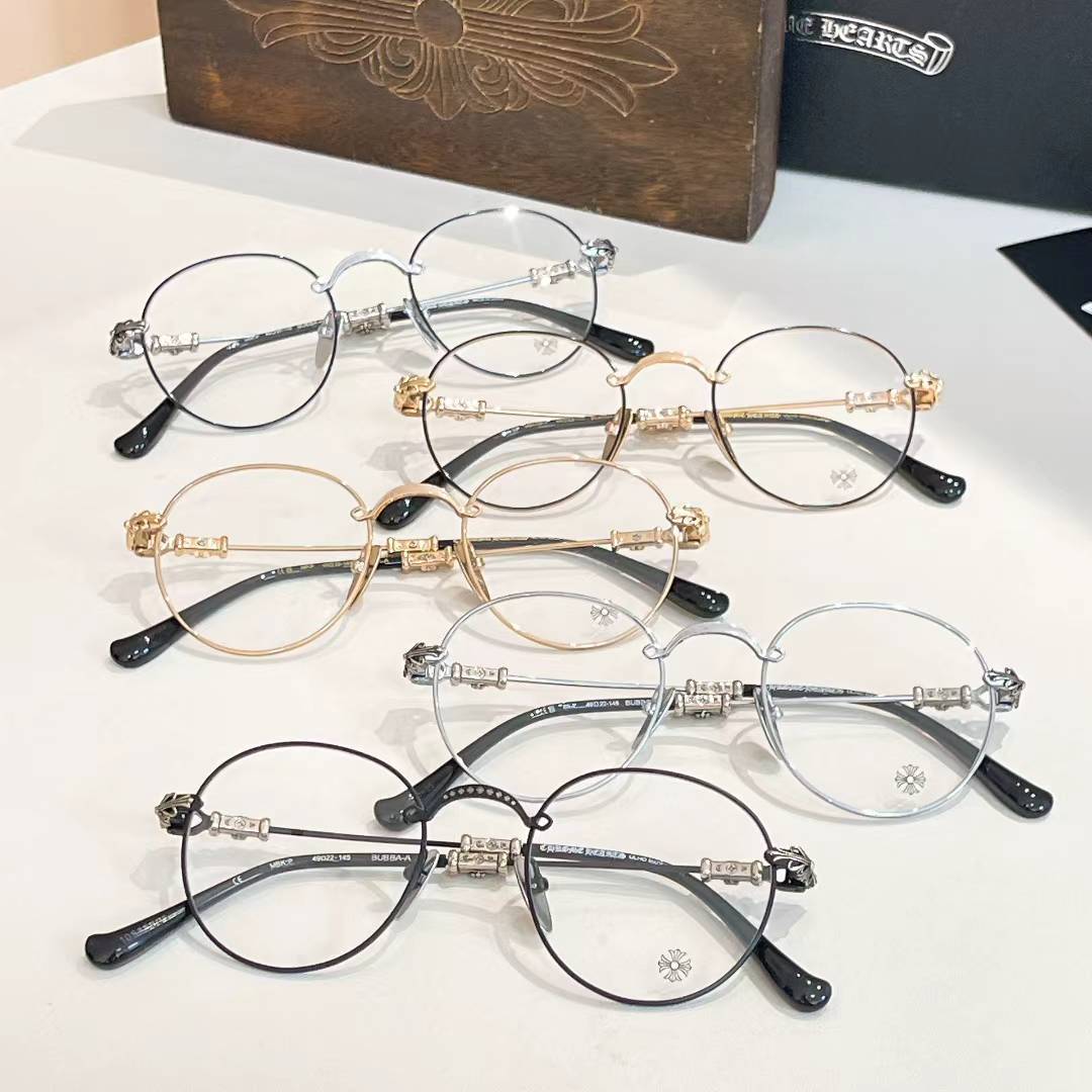 Chrome Hearts engraved round eyeglasses