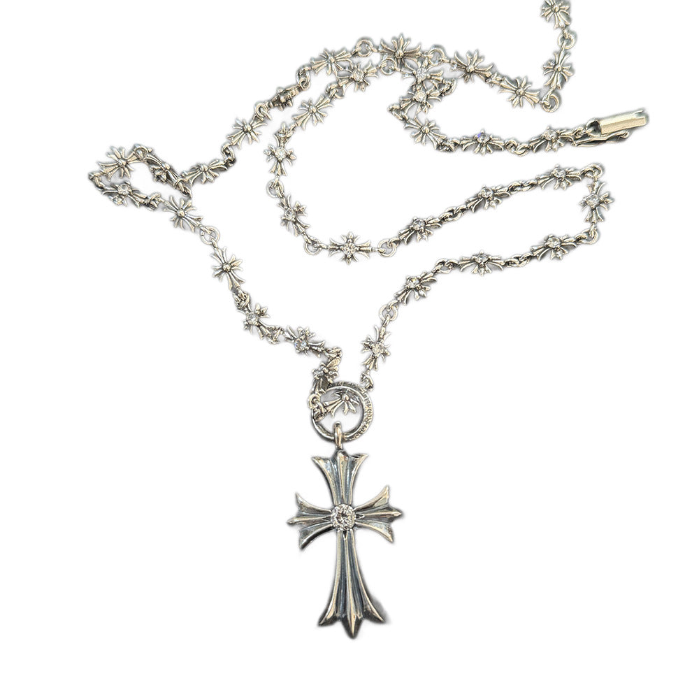 Chrome Hearts diamond-encrusted cross pendant necklace