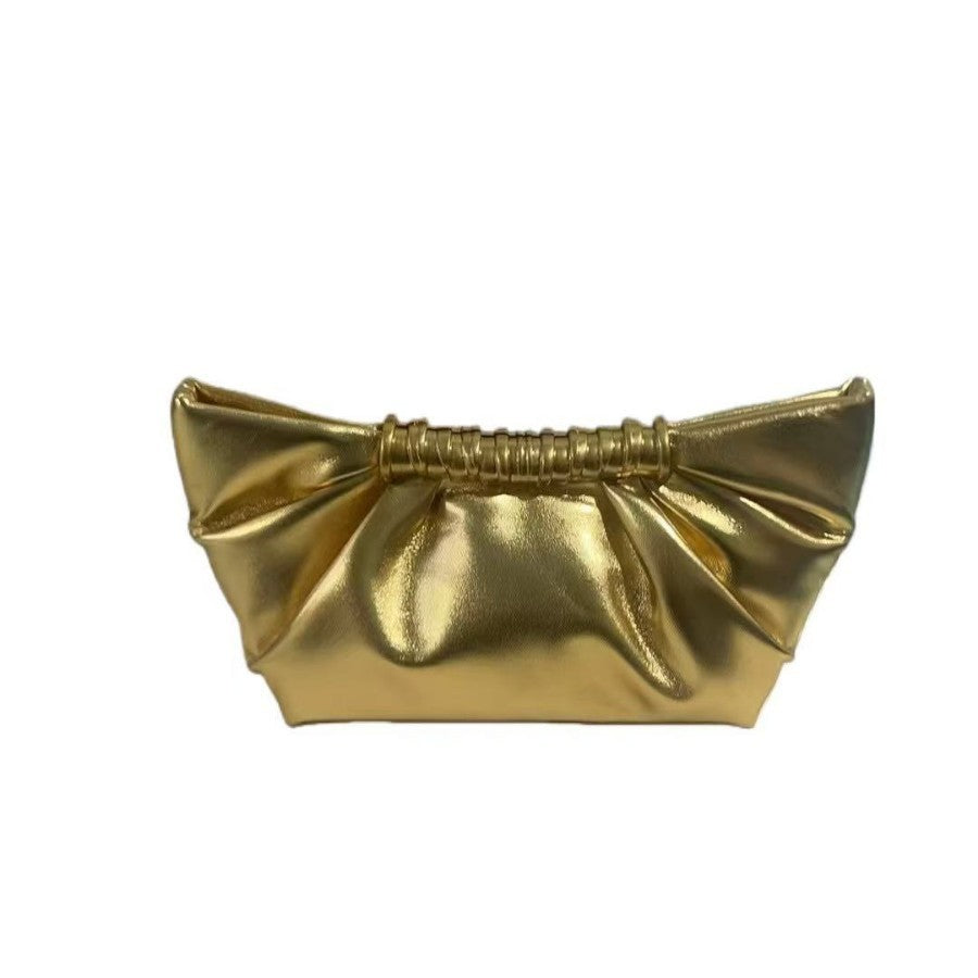 Ruched Clutch with Metal Clasp