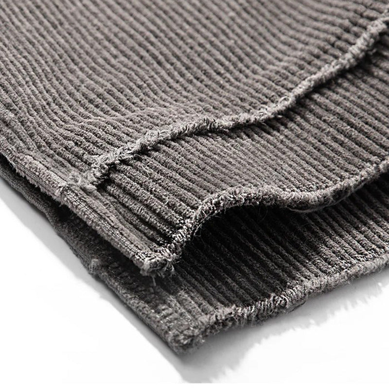 Distressed and ripped long-sleeved faux two-piece T-shirt