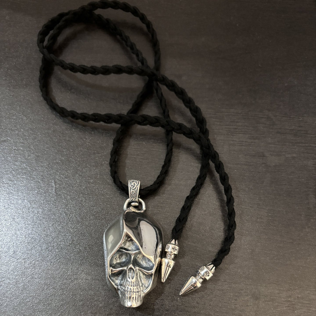 Hooded Skull Leather Cord Necklace