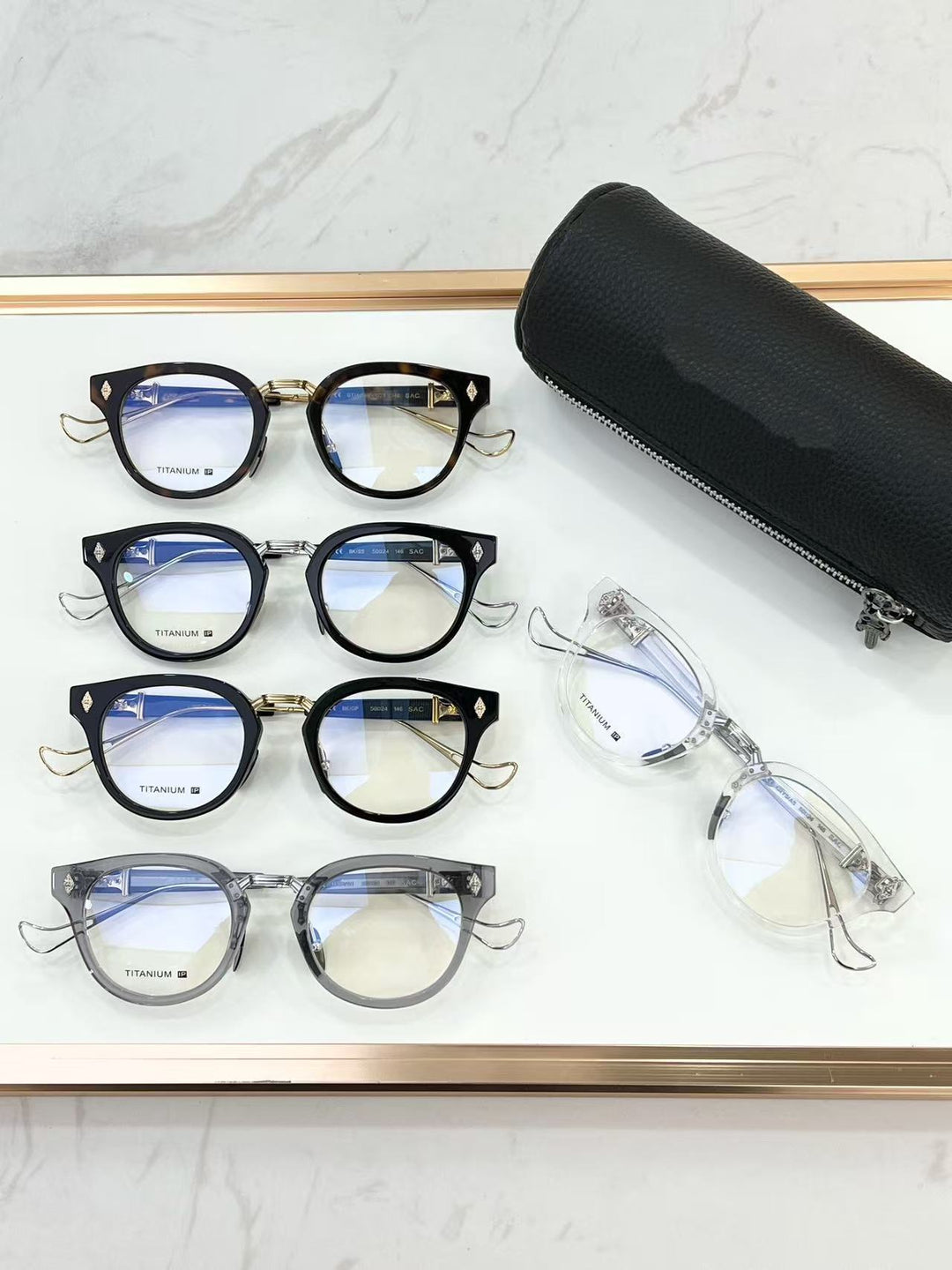 Chrome Hearts Big Sword Light Titanium Metal Oval Glasses