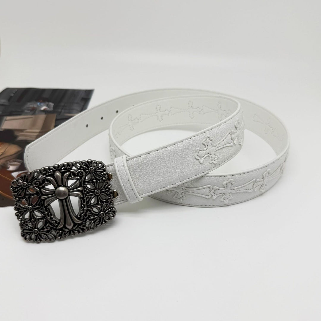 Chrome Hearts Cross-Motif Classic Leather Belt