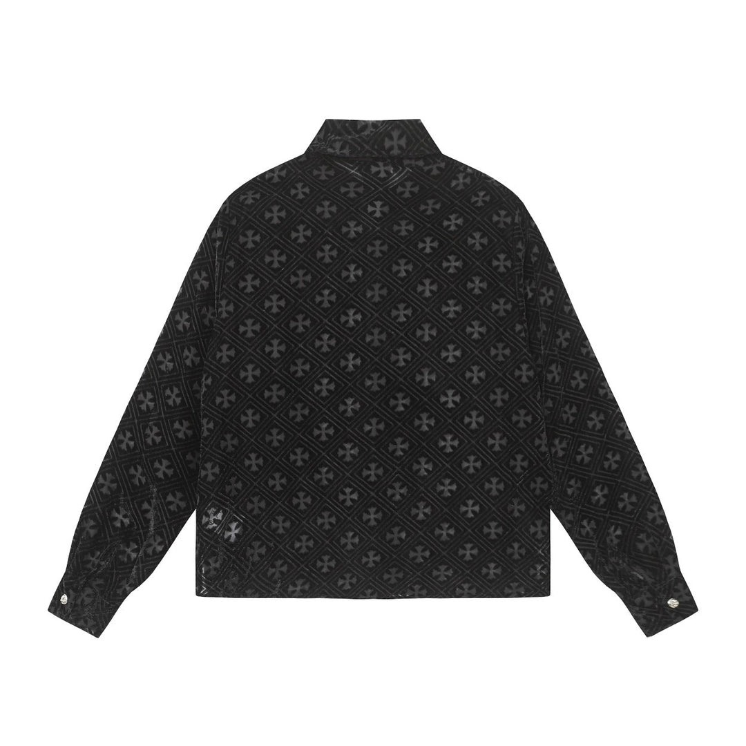 Chrome Hearts high-street cardigan with Sanskrit cross lettering