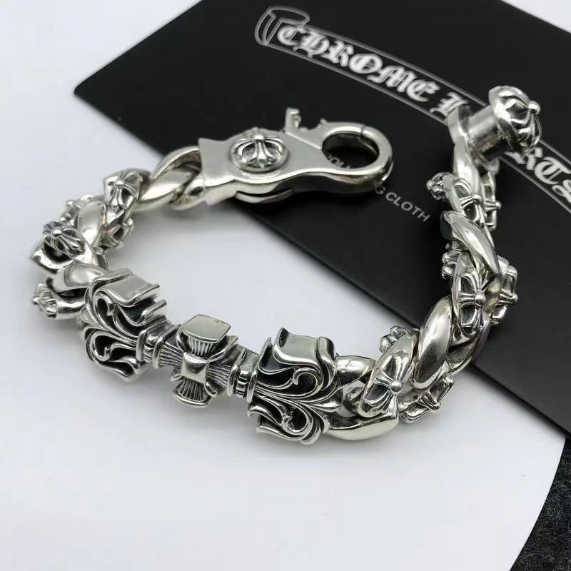 Domineering chrome hearts cross thick bracelet