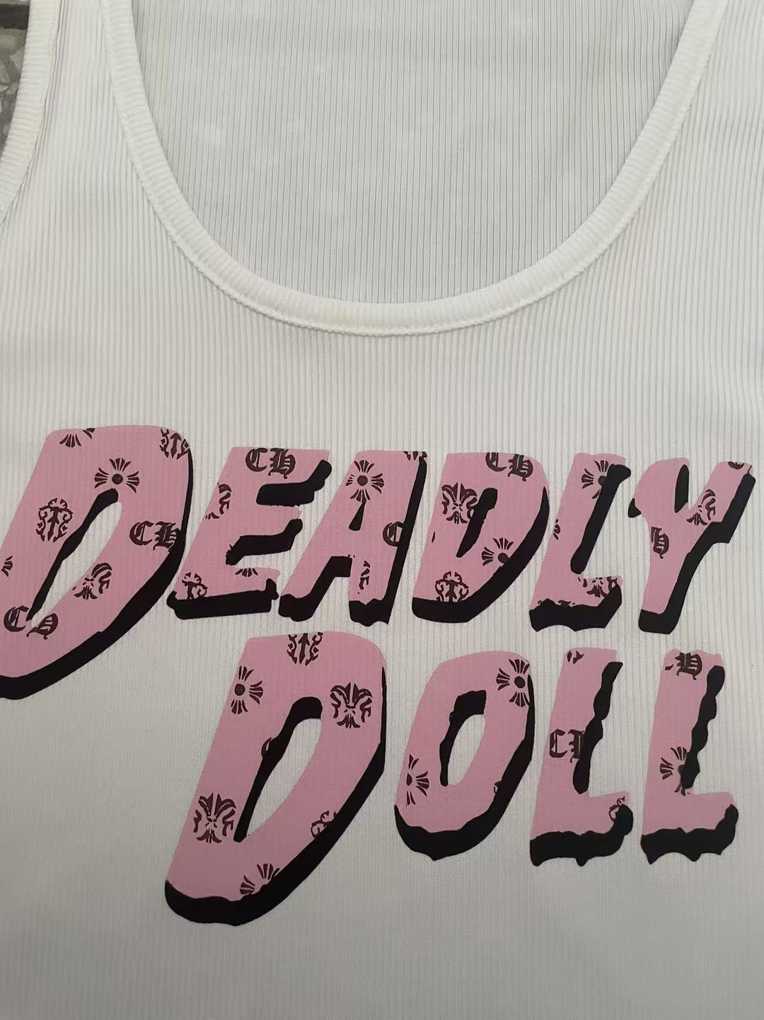 Chrome Hearts Sexy Letter Print U-Neck Tank Top