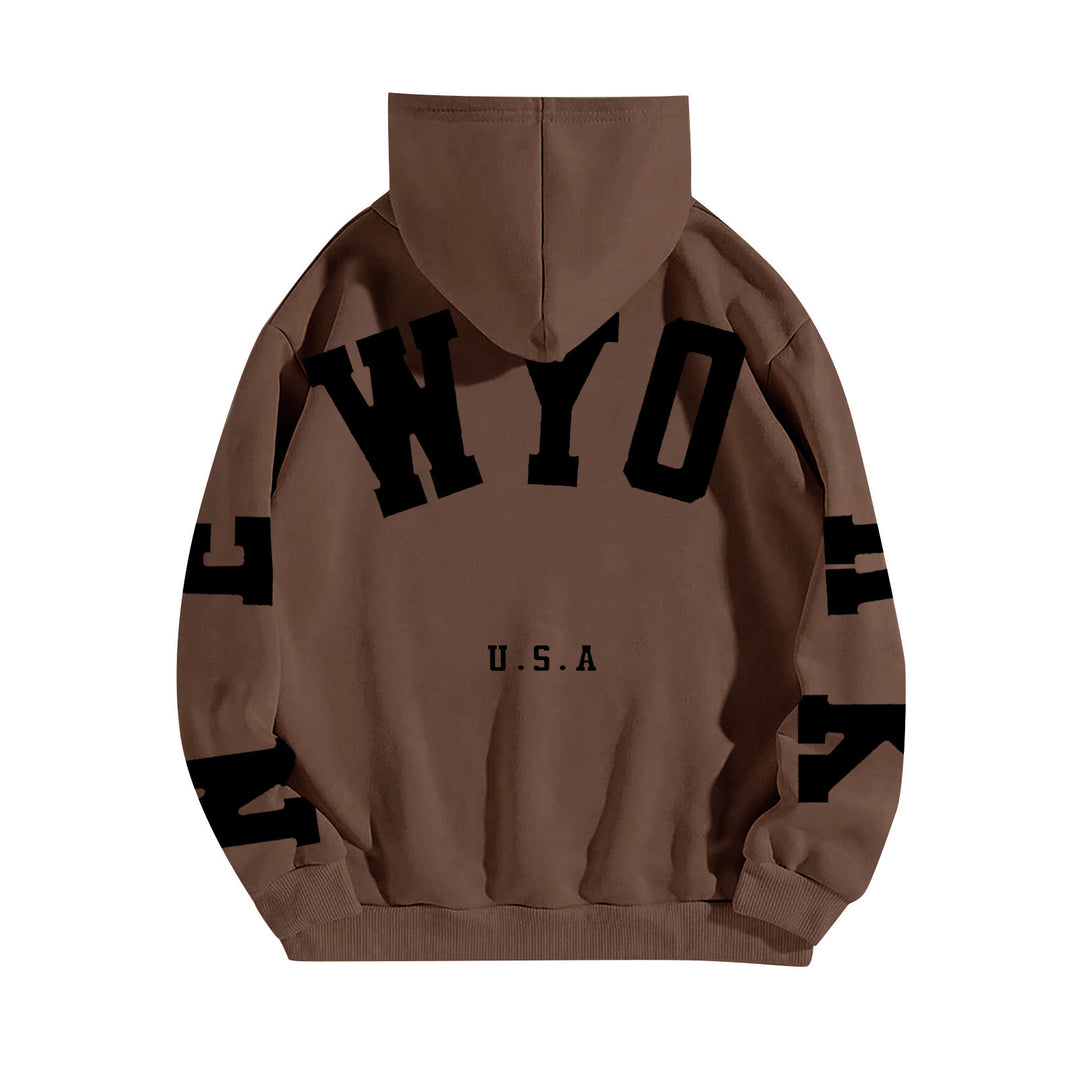 wyo newyork letter print hoodie, loose fit, oversized hoodie