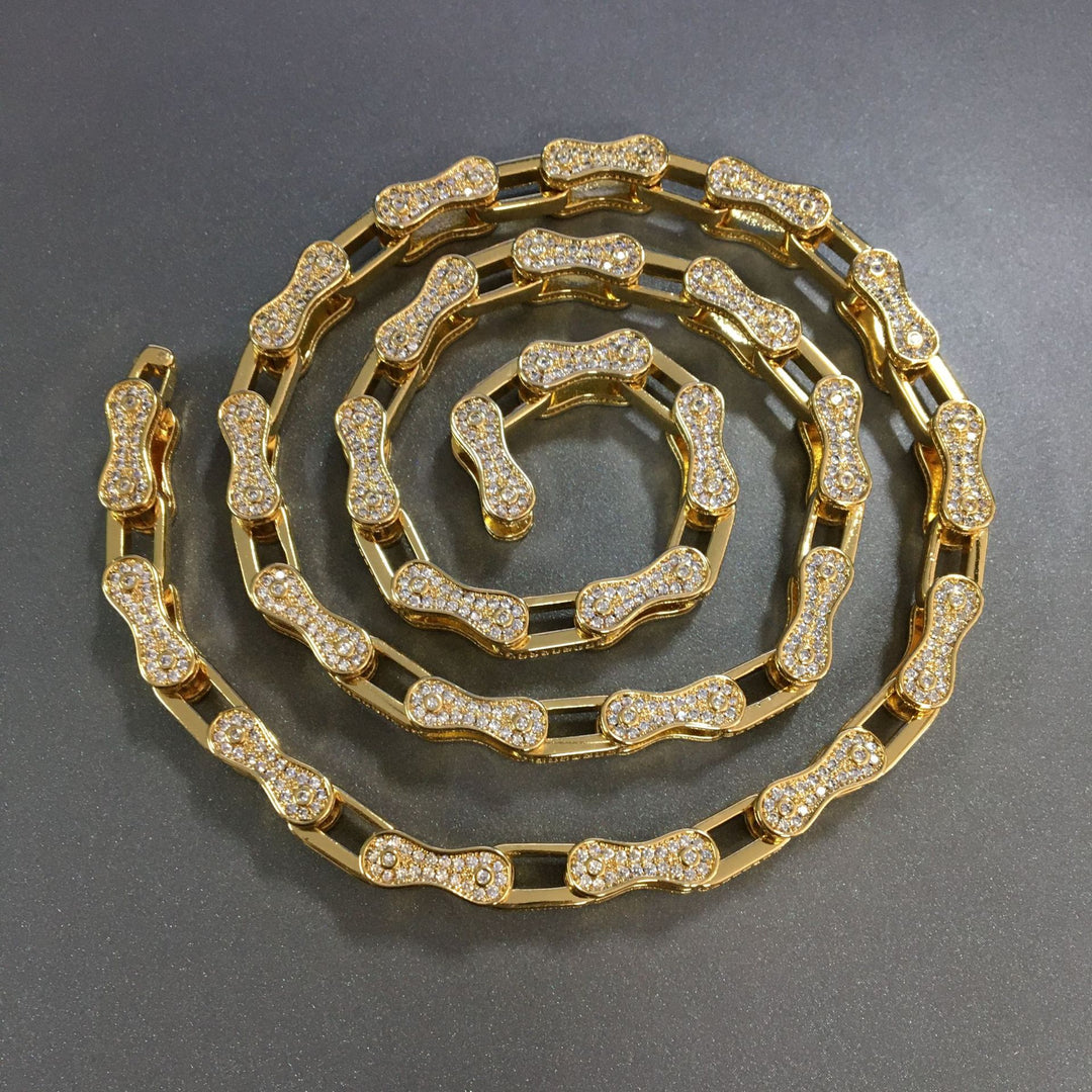 Hip Hop Rhinestone 5mm Bicycle Chain Necklace