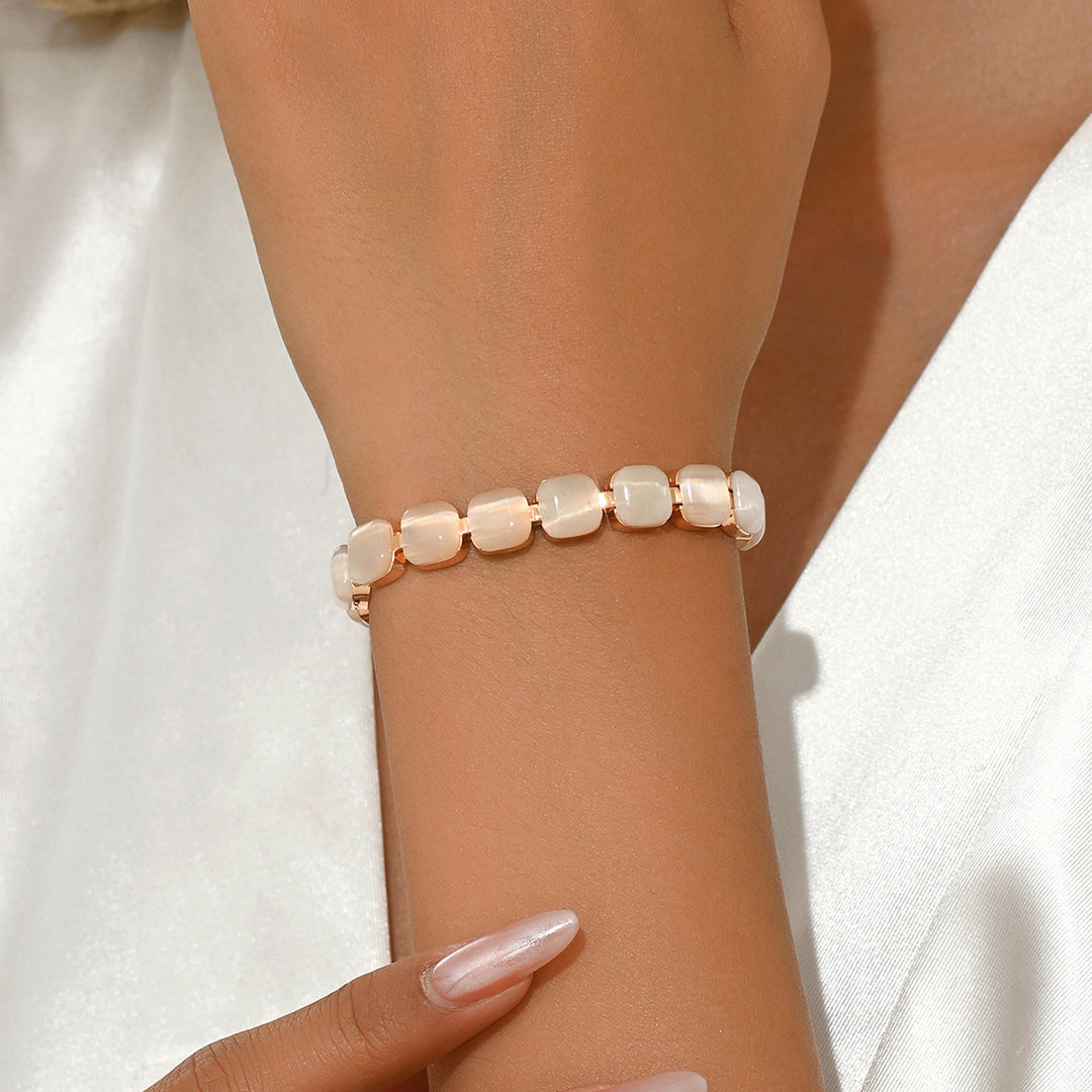 Rose Gold Geometric Cat's Eye Bracelet