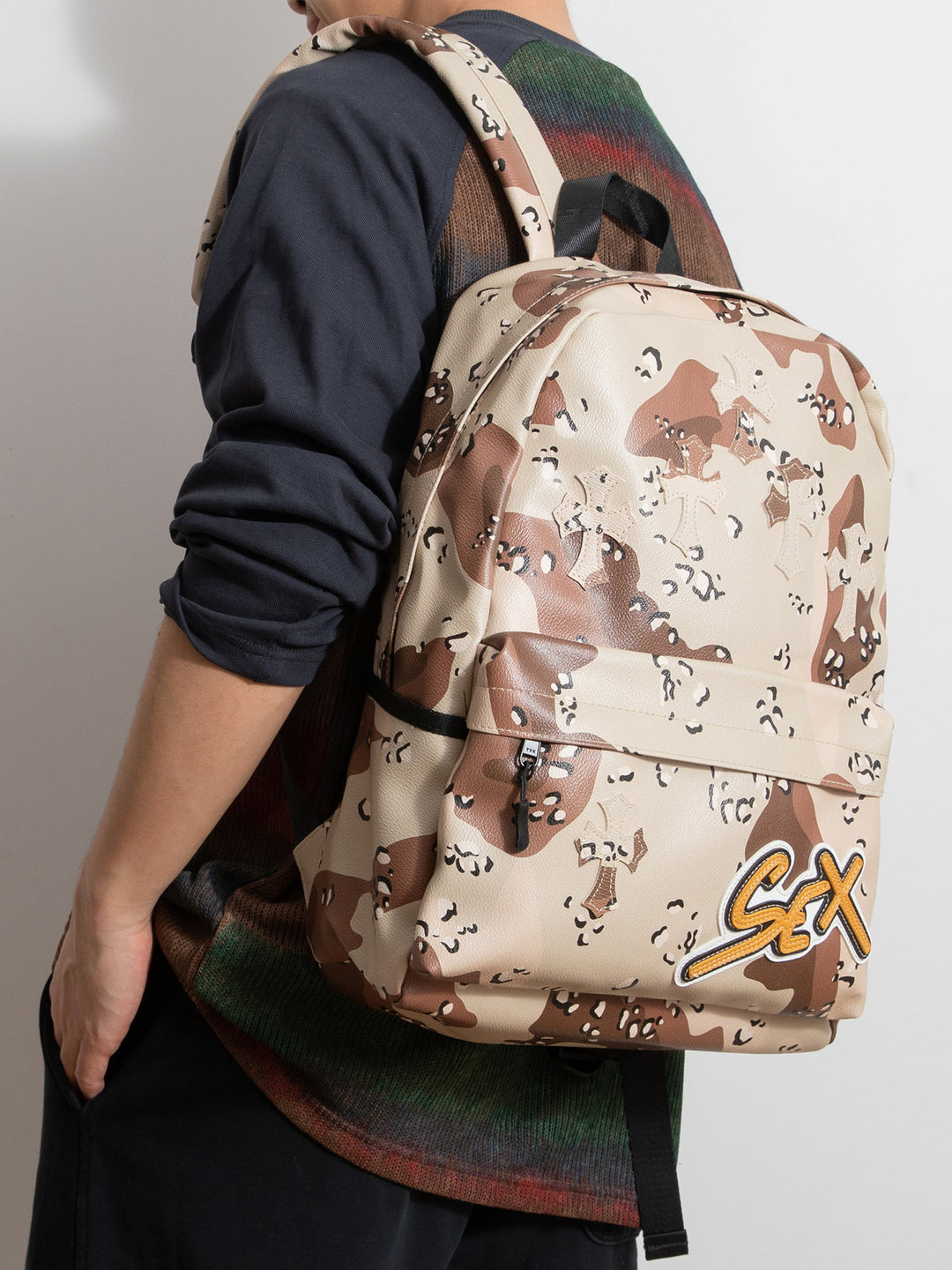 Chrome Hearts Cross Large Capacity PU Leather Backpack