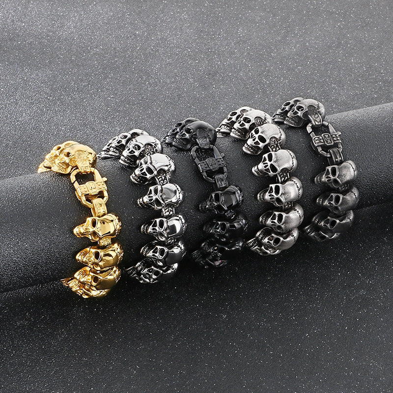 Hip-hop skull men's titanium steel bracelet