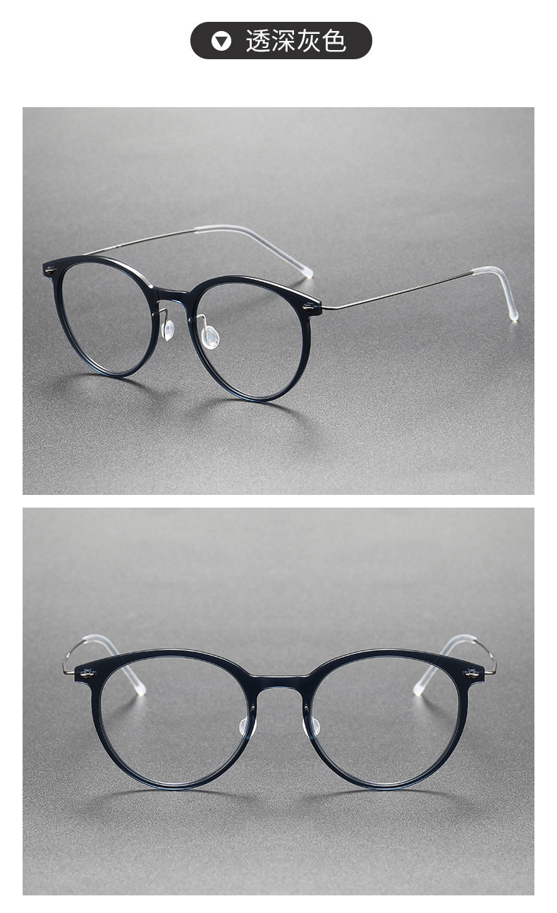Black Round Eyeglasses Timeless Acetate & Gold Titanium Design