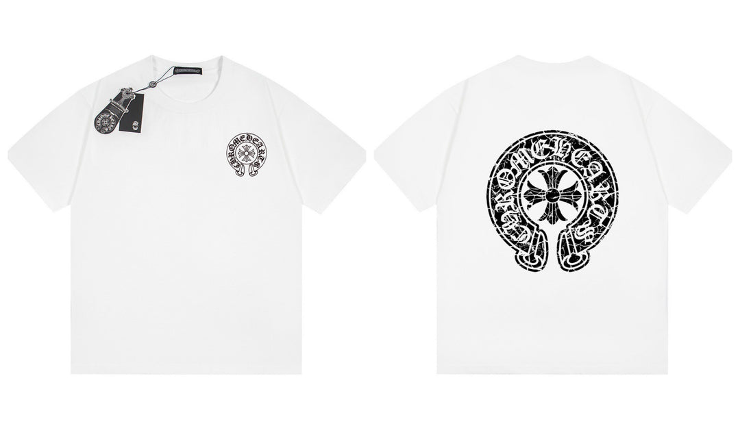 Chrome Hearts Summer Embroidery Print Cotton T-Shirt Short-Sleeve