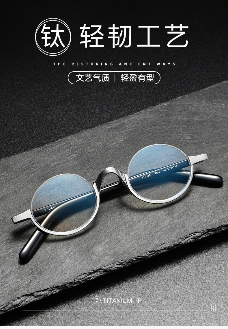 KMN80 round semi-rimless pure titanium glasses