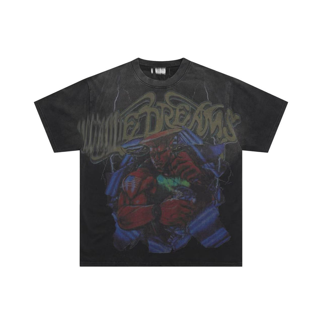 VAL Washed and Distressed Streetwear T-Shirt