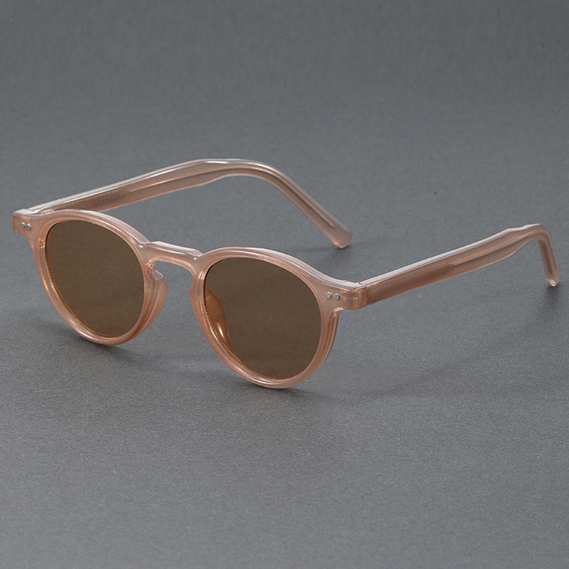 Small Round Frame Retro Acetate Sunglasses