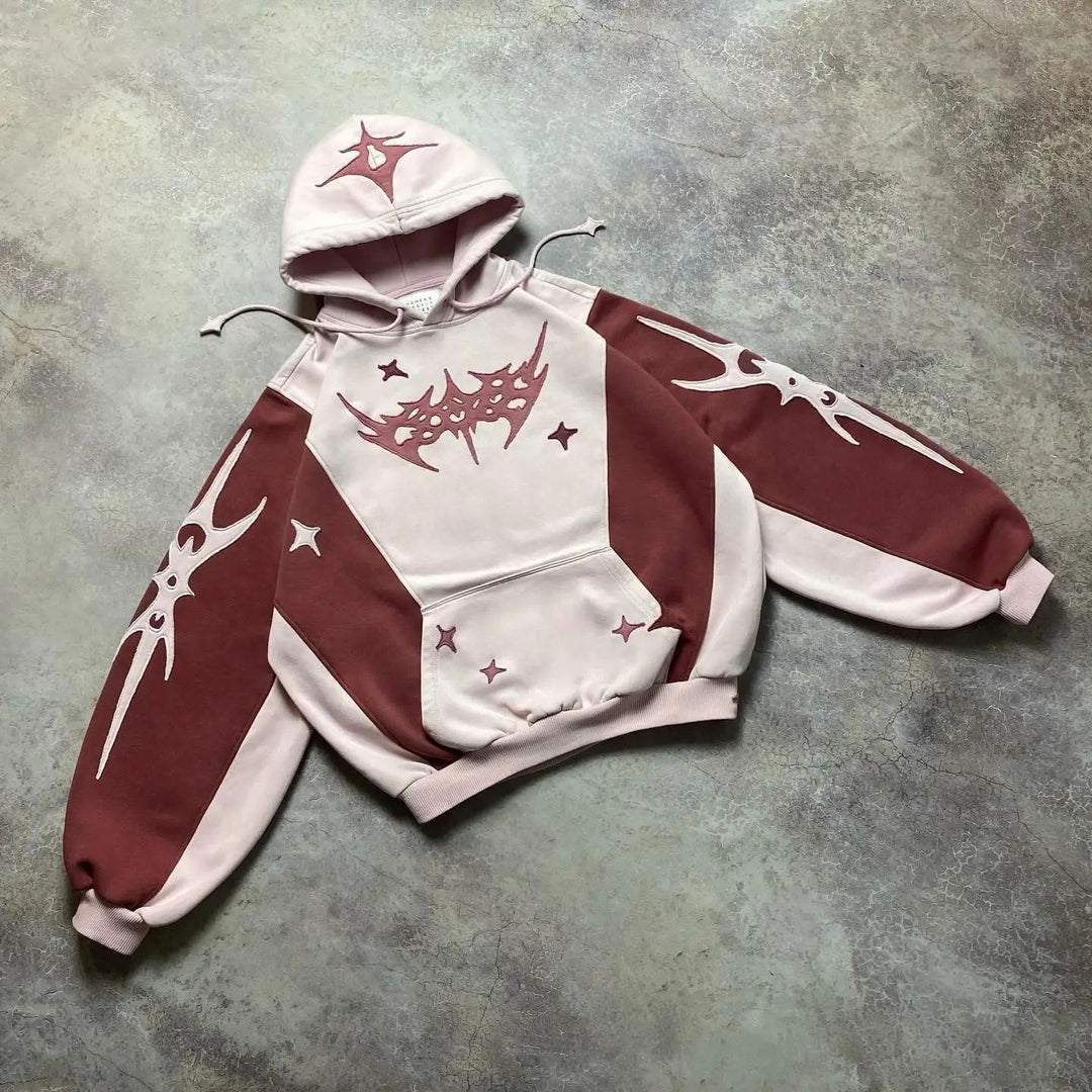 Y2K Star Embroidered Pullover Hoodie