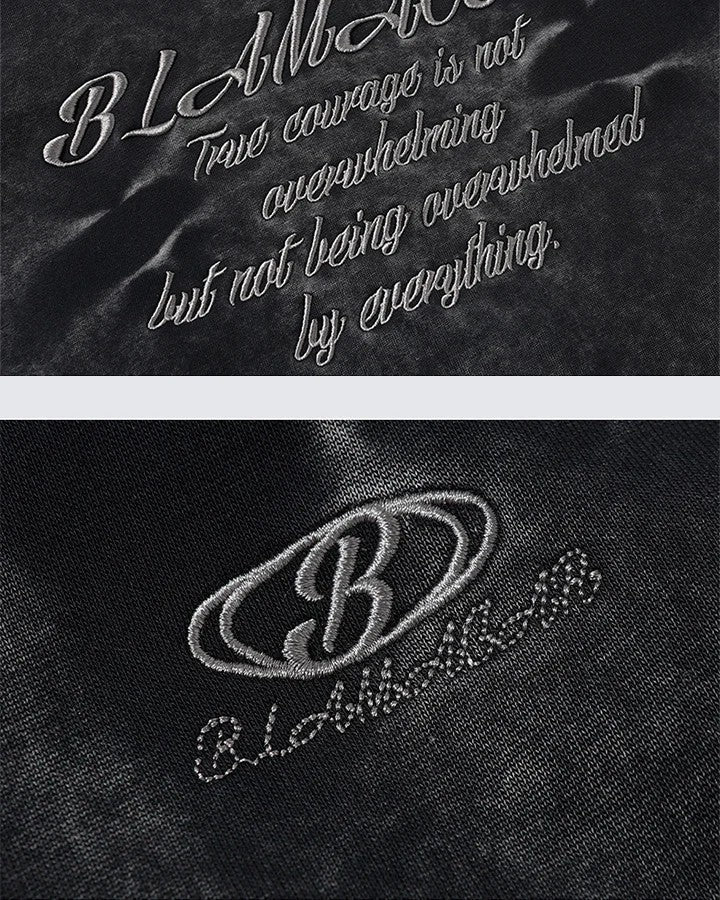 Distressed washed and pleated hooded sleeves