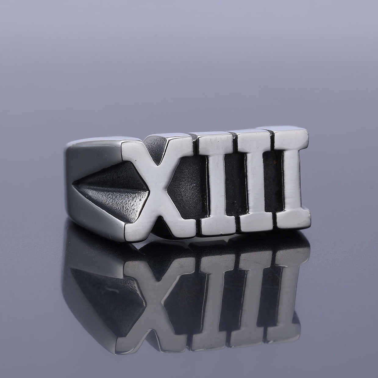 Stainless Steel Roman Numeral XIII Ring Set