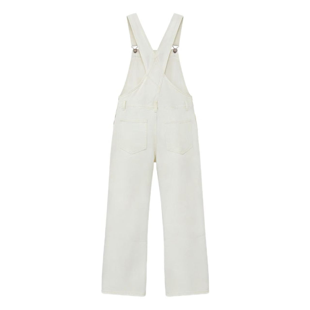 Washed Loose-Fit Denim Overalls