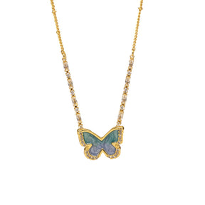 Gradient blue enamel butterfly necklace