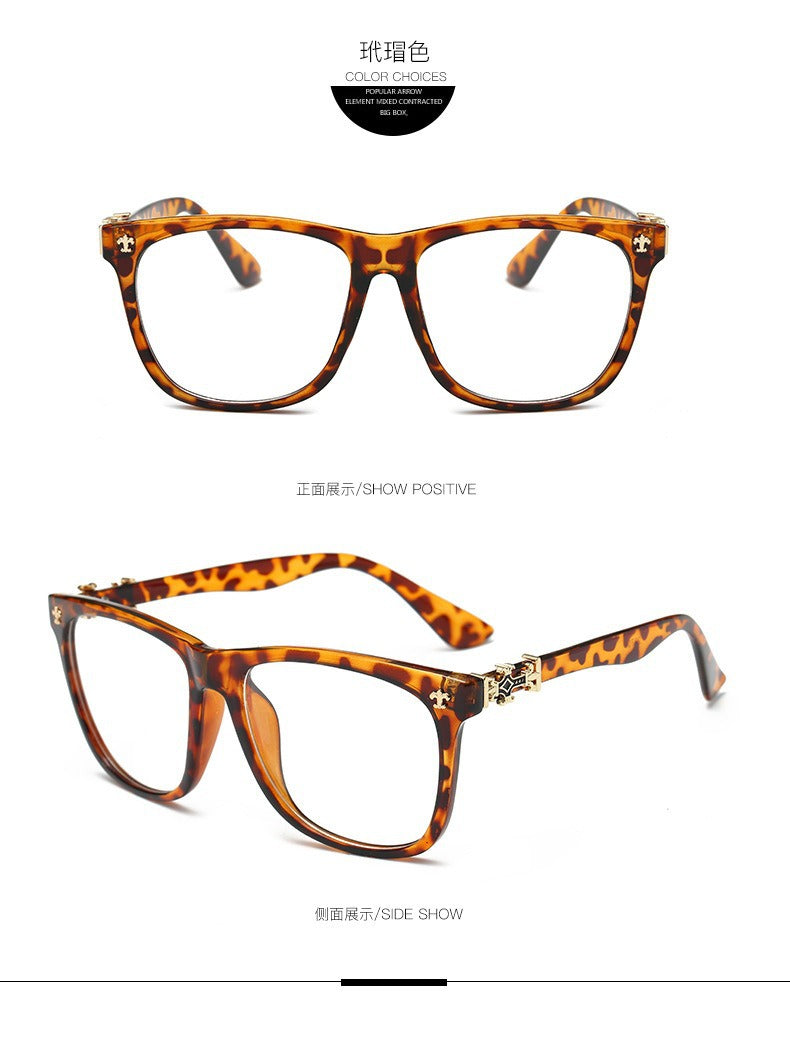 Trendy thick-rimmed non-prescription large-framed eyeglasses